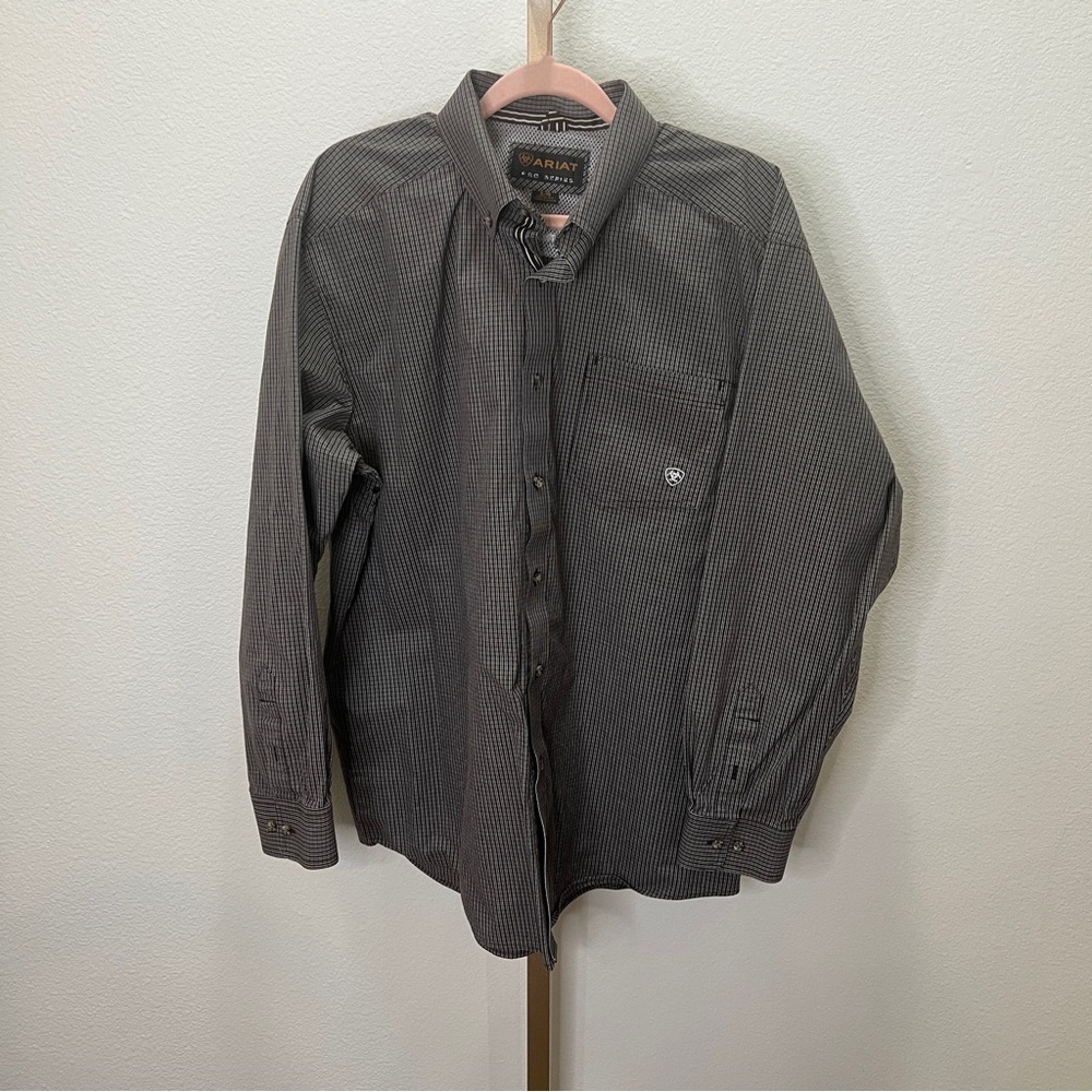 Ariat Pro Series long sleeve button down shirt Brown Cream Plaid XL